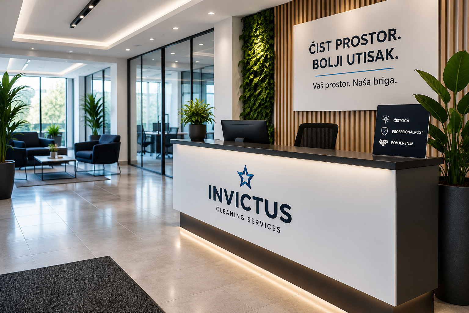 Čistoća poslovnog prostora i uredna recepcija za profesionalan prvi utisak